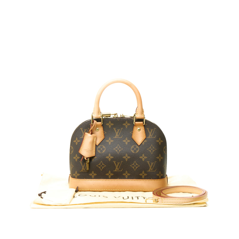 Alma BB Top handle bag in Monogram Coated Canvas, Gold Hardware