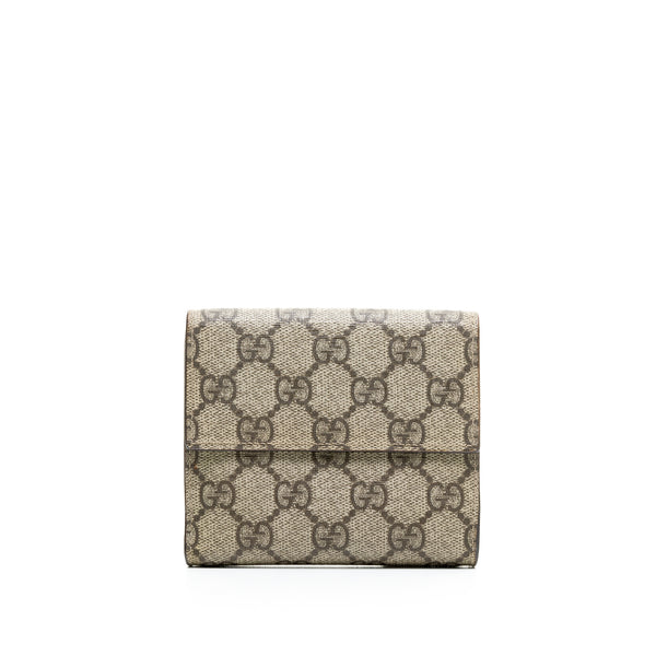 GG Supreme Compact Wallet in Coated canvas, Ruthenium Hardware