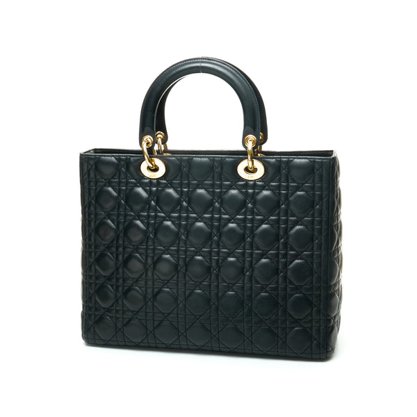 Lady Dior Large Top handle bag in Lambskin, Gold Hardware