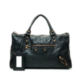 City Giant Top handle bag in Distressed Leather, Antique Brass Hardware