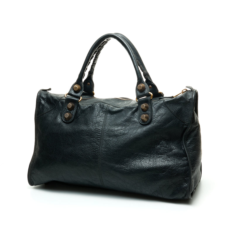 City Giant Top handle bag in Distressed Leather, Antique Brass Hardware