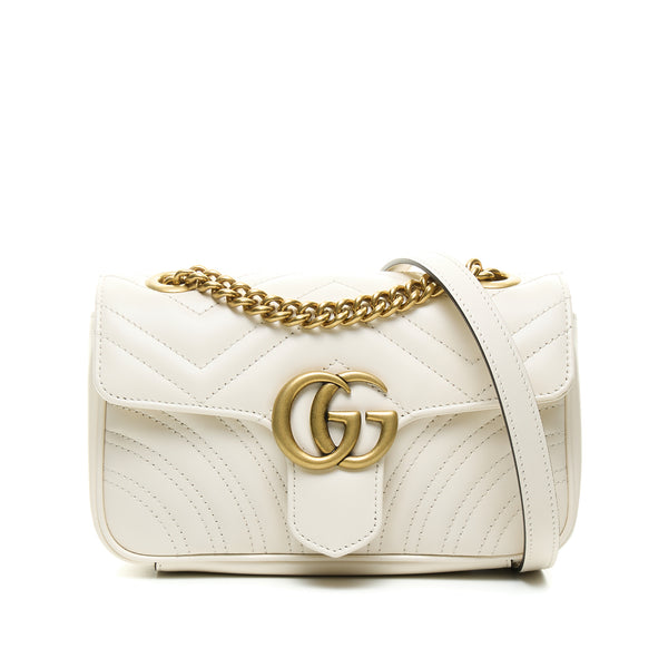 GG Mamont Mini Shoulder bag in Calfskin, Gold Hardware