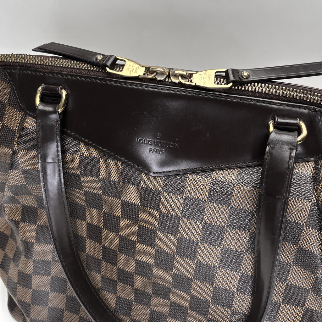 Westminster PM Damier Top handle bag in Coated canvas, Gold Hardware