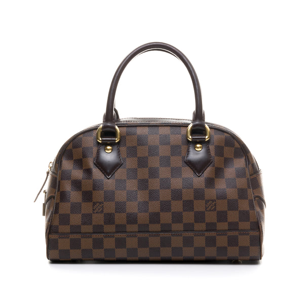 Damier Duomo Boston MM Top handle bag in Coated canvas, Gold Hardware