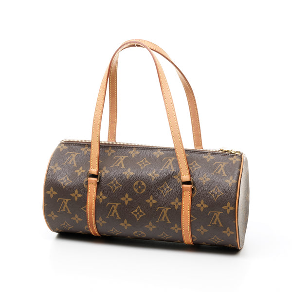 Papillon with Pouch Top handle bag in Monogram coated canvas, Gold Hardware