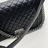 Boy Medium Shoulder bag in Caviar leather, Ruthenium Hardware