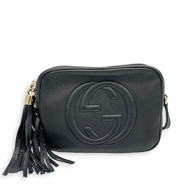 Soho  Black Crossbody Bag in Calfskin, Gold hardware