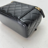 Quilted Black Vanity Bag in Lambskin, Light Gold hardware