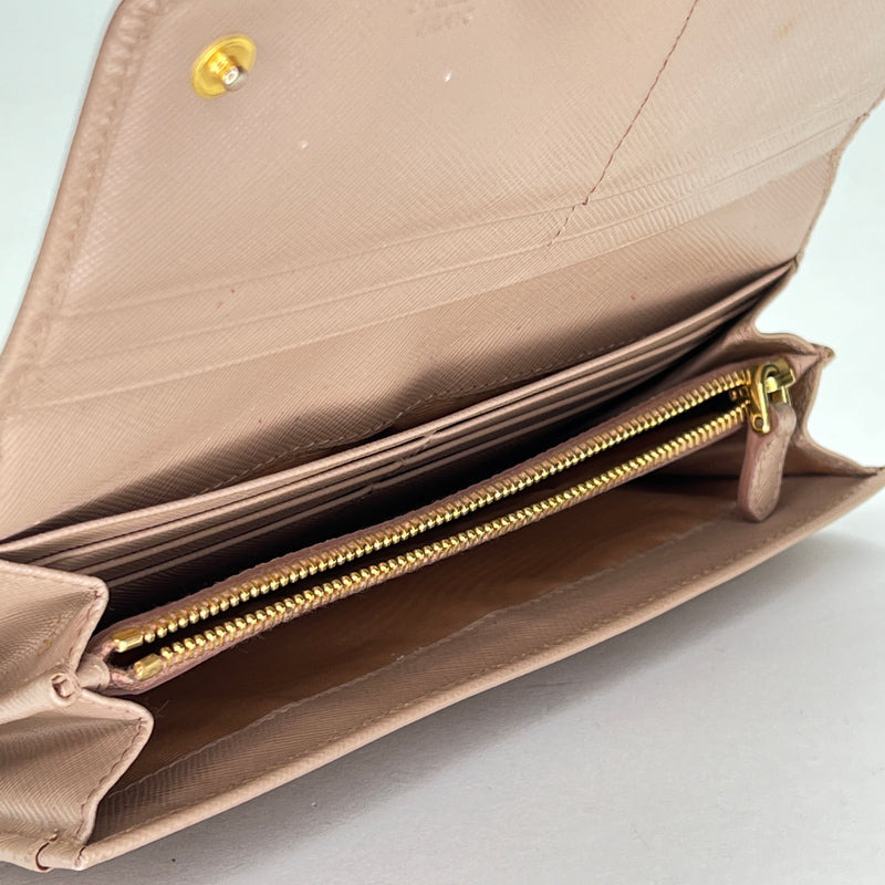 Continental Long Flap Wallet in Saffiano leather, Gold Hardware