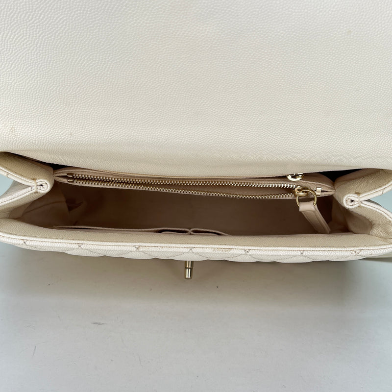 Coco Medium Top handle bag in Caviar leather, Gold Hardware