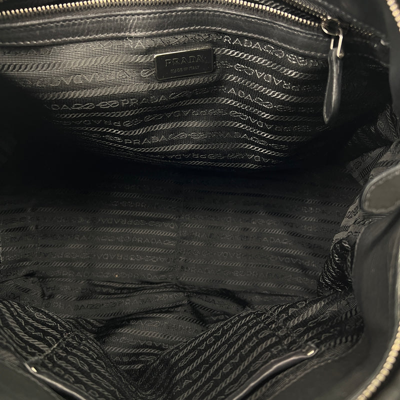 Gaufre Satchel Top handle bag in Nylon, Silver Hardware