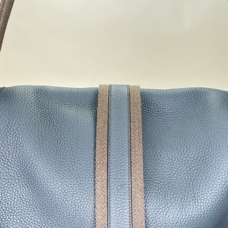 Bourlingue Blue Orage Shoulder bag in Clemence Taurillon leather, Gold Hardware