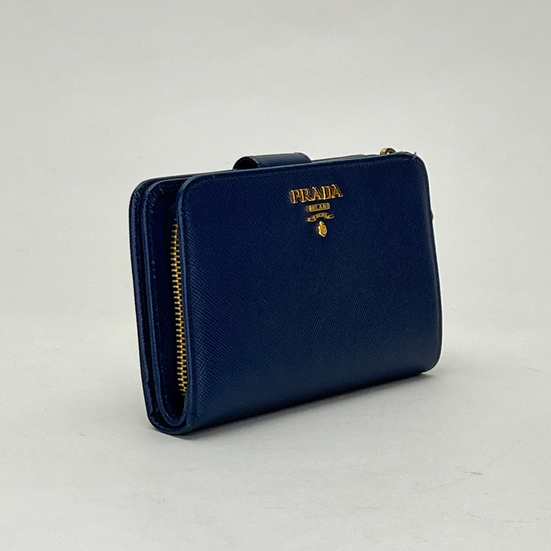 Multi Compact Wallet in Saffiano leather, Gold Hardware