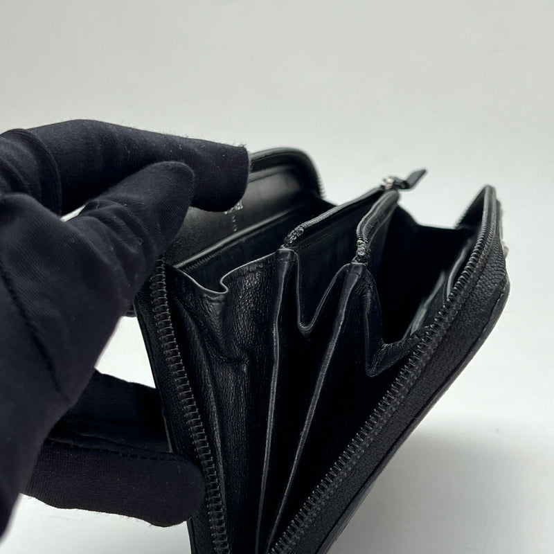 Quilted Boy Long Zip Around Wallet in Lambskin, Ruthenium Hardware