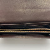 Sarah Long Brown Wallet in Coated Canvas, Gold hardware