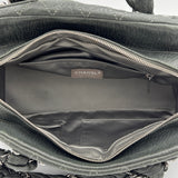 Braid Bowler  Top handle bag in Distressed leather, Ruthenium Hardware