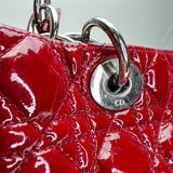 Cannage Shopping Tote bag in Patent leather, Silver Hardware