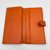 Long Orange Wallet in Intrecciato Leather, Silver hardware