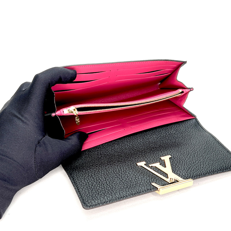 Capucine Long Wallet in Clemence Taurillon leather, Gold Hardware