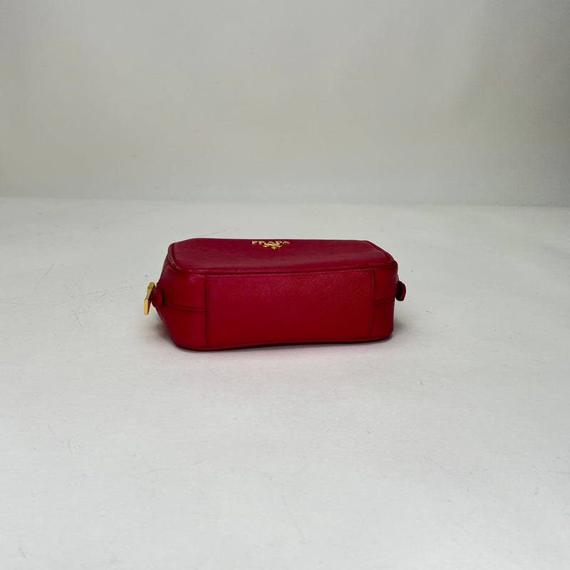 Camera Mini Crossbody bag in Saffiano leather, Gold Hardware
