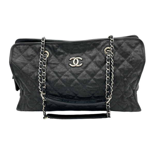 Quilted Riviera Tote bag in Caviar leather, Silver Hardware