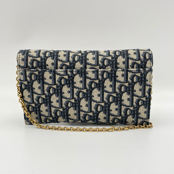 Oblique Saddle  Wallet on chain in Jacquard, Gold Hardware
