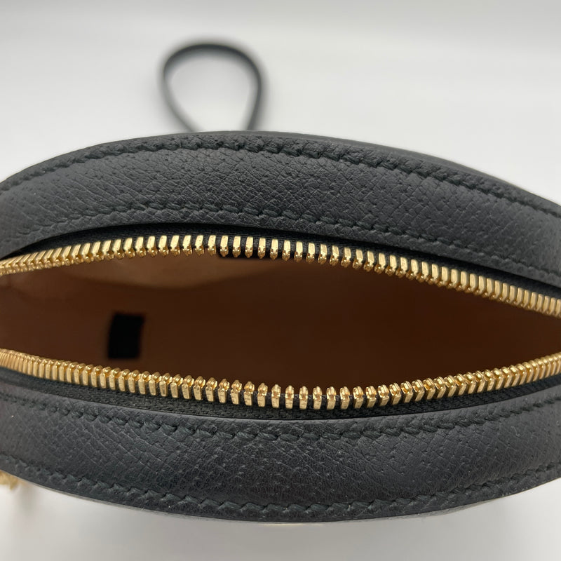 Ophidia Round  Crossbody bag in Calfskin, Gold Hardware