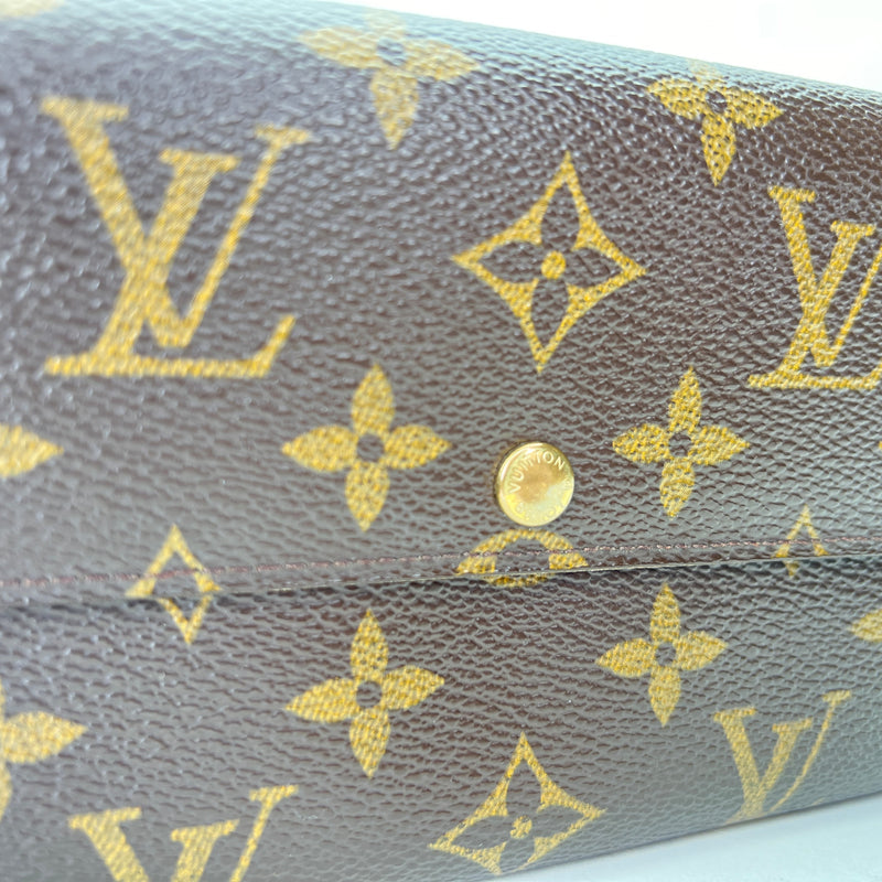 Flap Long Wallet in Monogram coated canvas, Gold Hardware
