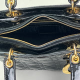 Lady Dior Medium Top handle bag in Patent leather, Gold Hardware
