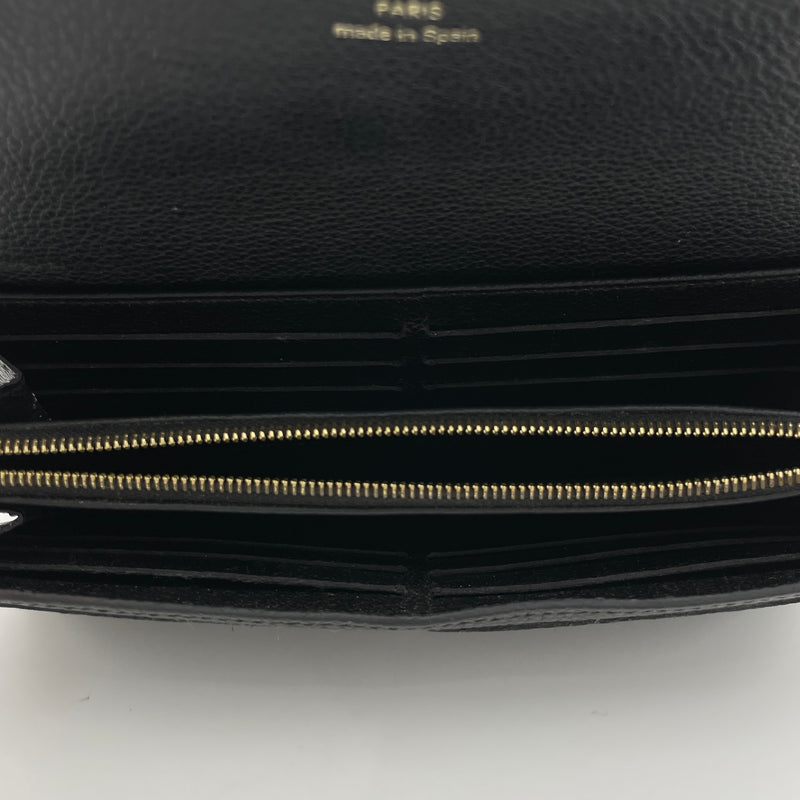 Sarah Long Black Wallet in Monogram Empreinte Leather, Gold hardware