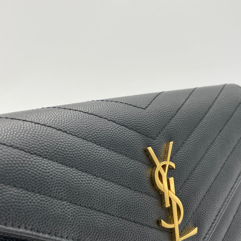 Cassandre Wallet on Chain Crossbody bag in Calfskin, Gold Hardware