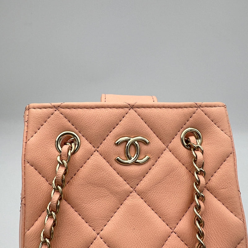 Quilted CC  Mini Crossbody bag in Lambskin, Light Gold Hardware