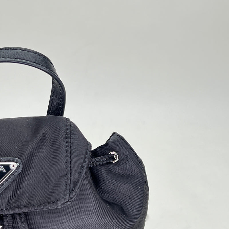 Mini backpack Backpack in Re-Nylon, Silver Hardware