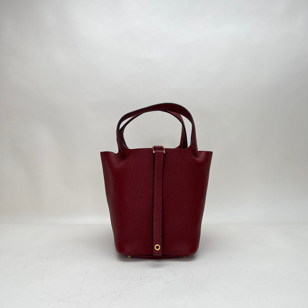Picotin 18 Top handle bag in Clemence Taurillon leather, Gold Hardware