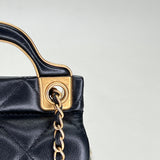 Lady Handle Flap Micro Shoulder bag in Lambskin, Gold Hardware