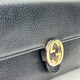 GG Interlocking Continental Long Wallet in Calfskin, Silver Hardware