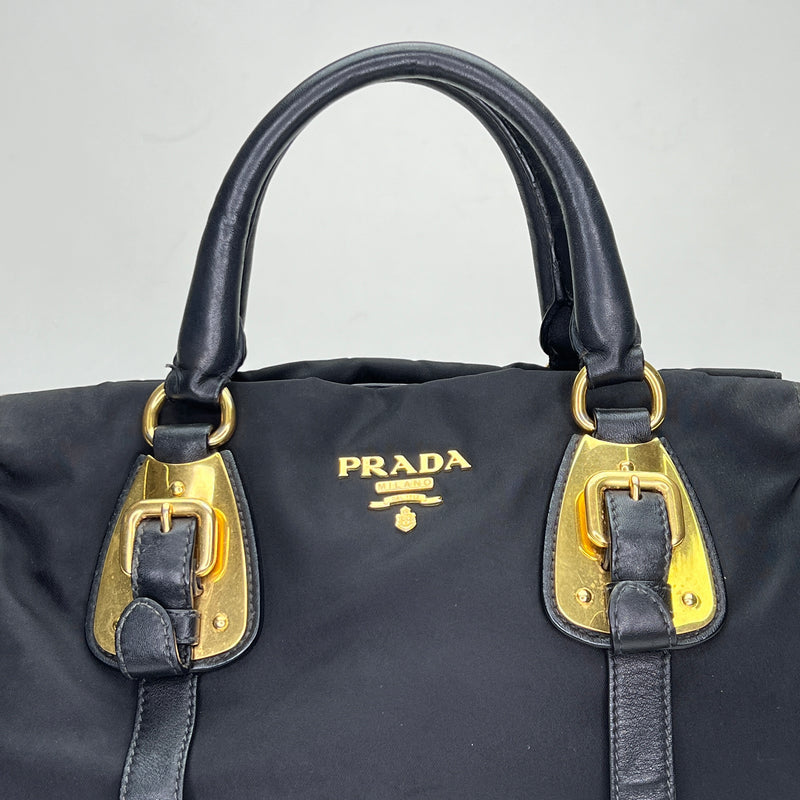 Satchel Top handle bag in Nylon, Gold Hardware