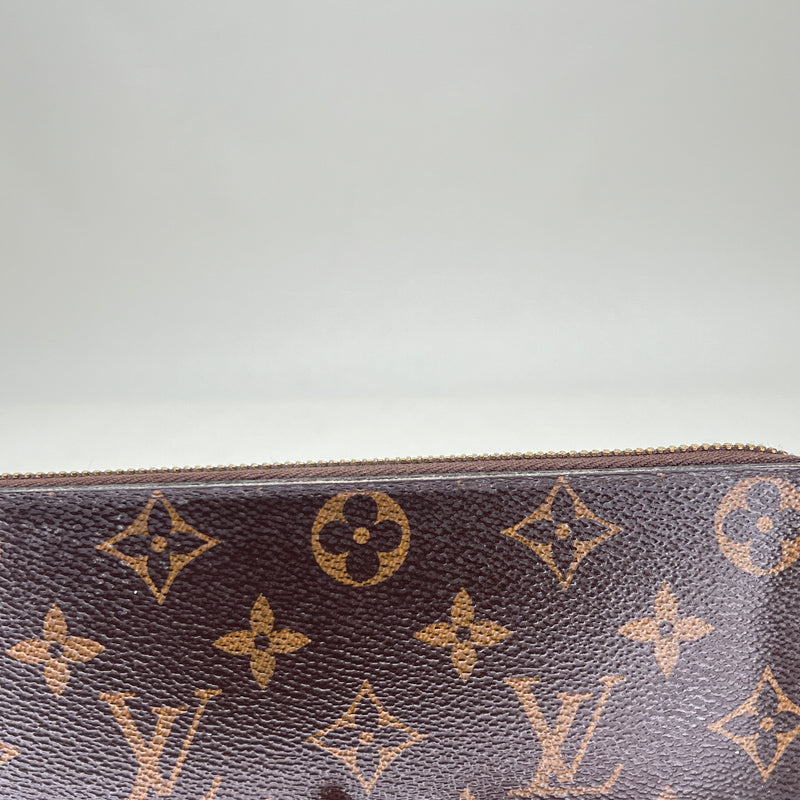 Clemence Long Wallet in Monogram coated canvas, Gold Hardware