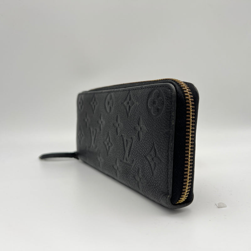 Zippy Long Black Wallet in Monogram Empreinte Leather, Gold hardware