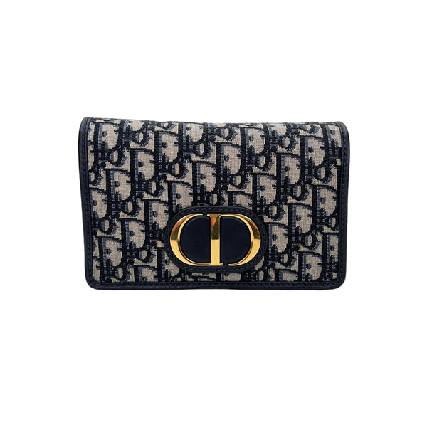 30 Montaigne Wallet on chain in Jacquard, Gold Hardware