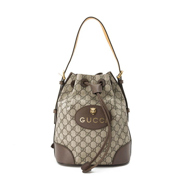 GG Supreme Bucket Bag in Coated Canvas, Gold Hardware