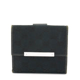 Metal Bar Compact Wallet in Canvas, Silver Hardware