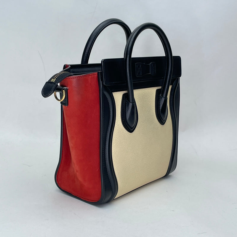 Luggage Nano Top handle bag in Calfskin, Gold Hardware