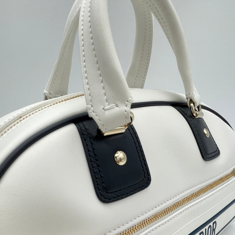 Vibe Bowling Top handle bag in Calfskin, Gold Hardware