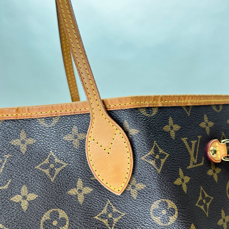 NEVERFULL GM Tote bag in Monogram coated canvas, Gold Hardware