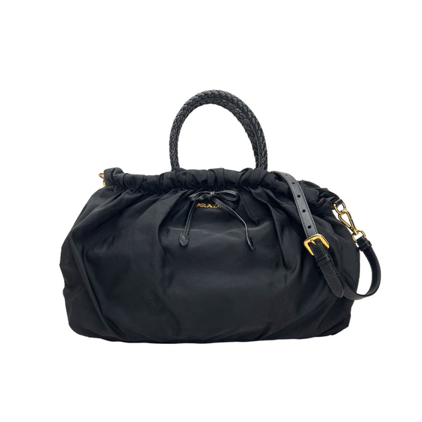 Braided Top Handle Bag Top handle bag in Nylon, Gold Hardware