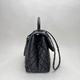 Coco Medium Top handle bag in Caviar leather, Ruthenium Hardware