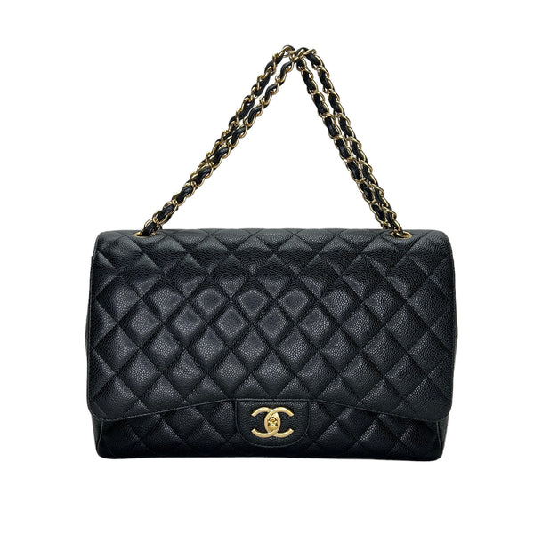 Classic Flap Maxi Shoulder bag in Caviar leather, Gold Hardware