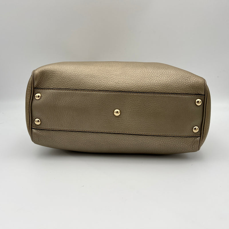 Bamboo Mini Top handle bag in Calfskin, Light Gold Hardware