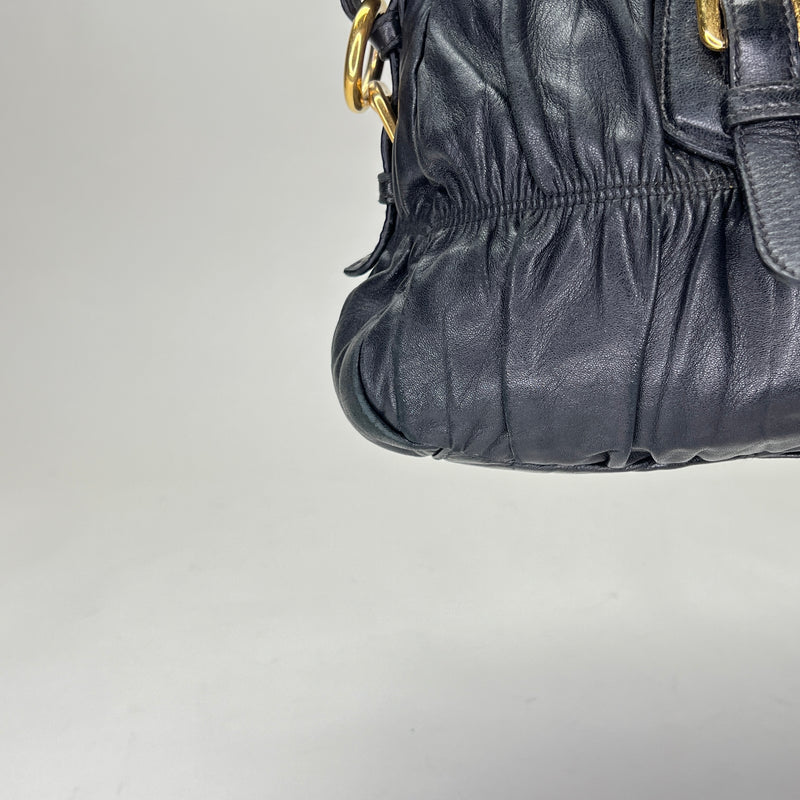 Gaufre Top handle bag in Calfskin, Gold Hardware